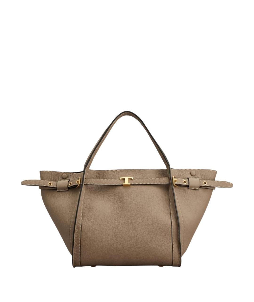 TOD'S Бежевая кожаная сумка тоут, фото 1