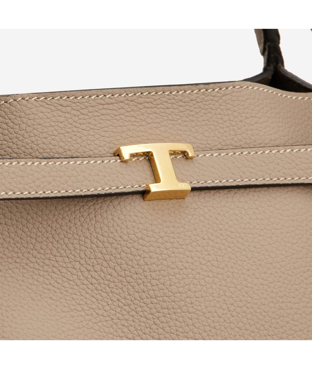 TOD'S Бежевая кожаная сумка тоут, фото 4