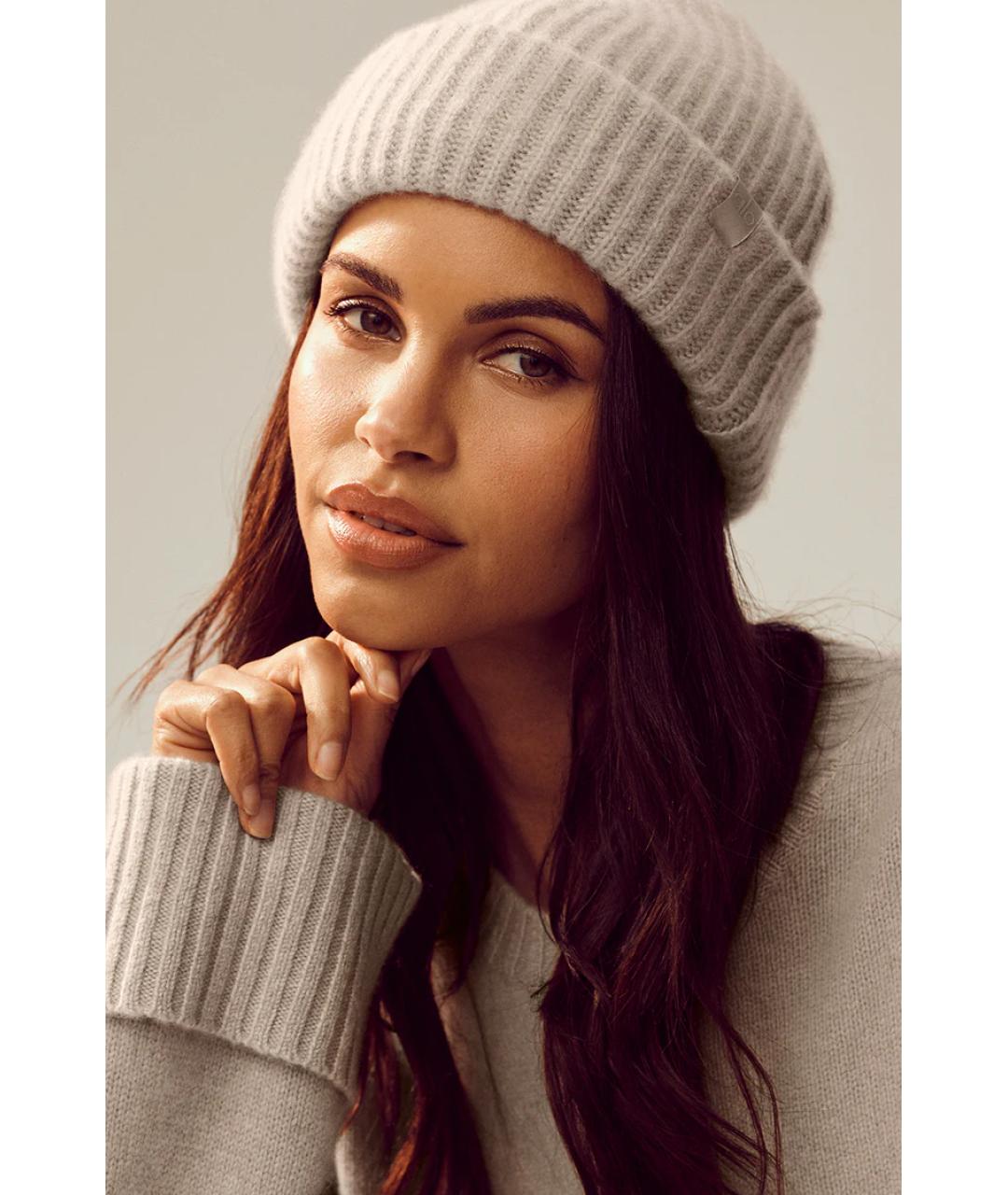 ALO YOGA Бежевая кашемировая шапка, фото 2