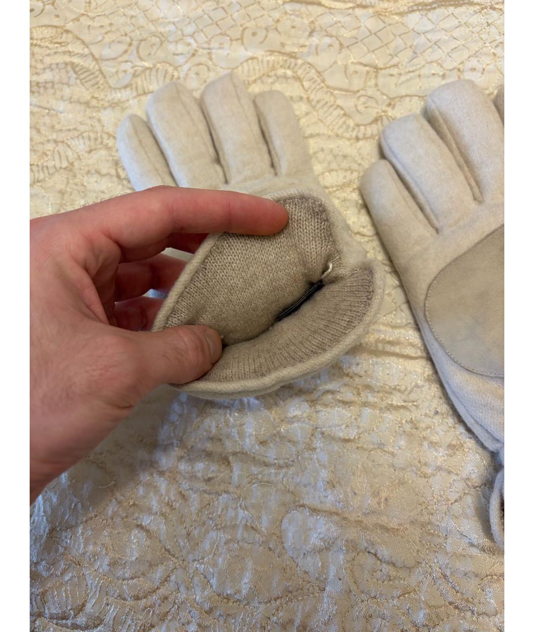 LORO PIANA Бежевые кашемировые перчатки, фото 4