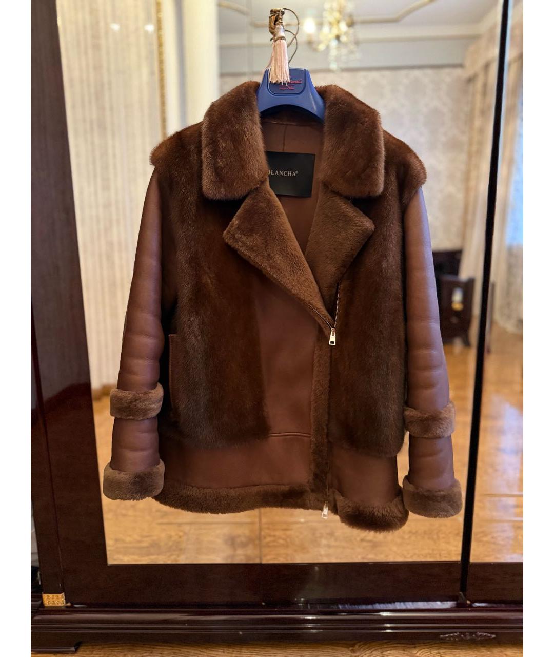 BLANCHA Коричневая кожаная дубленка, фото 5