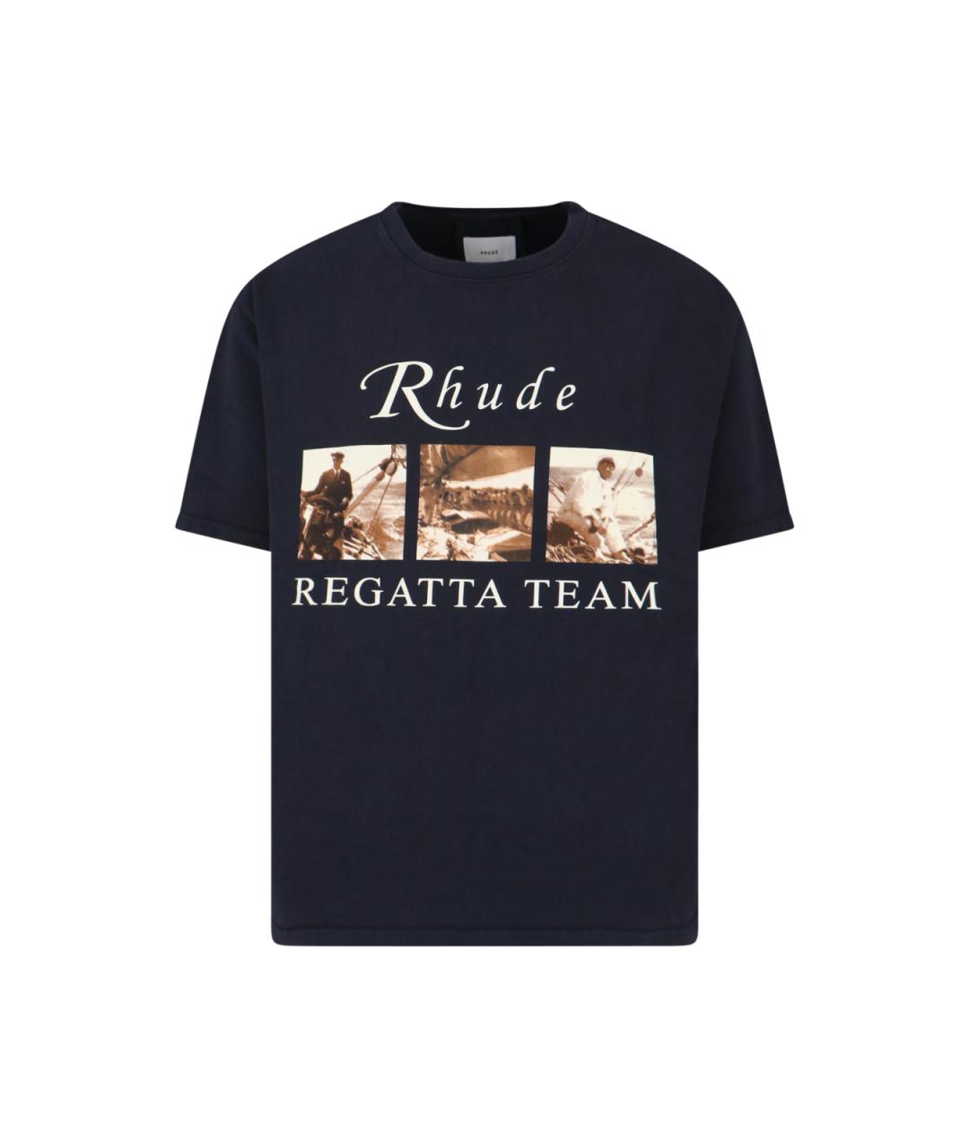 RHUDE Черная хлопковая футболка, фото 1