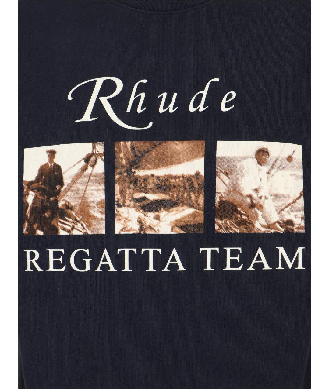 RHUDE Черная хлопковая футболка, фото 3