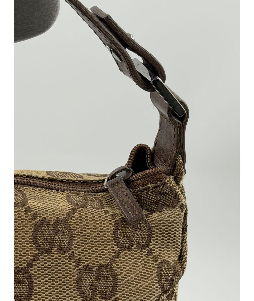 GUCCI Бежевая тканевая сумка с короткими ручками, фото 6