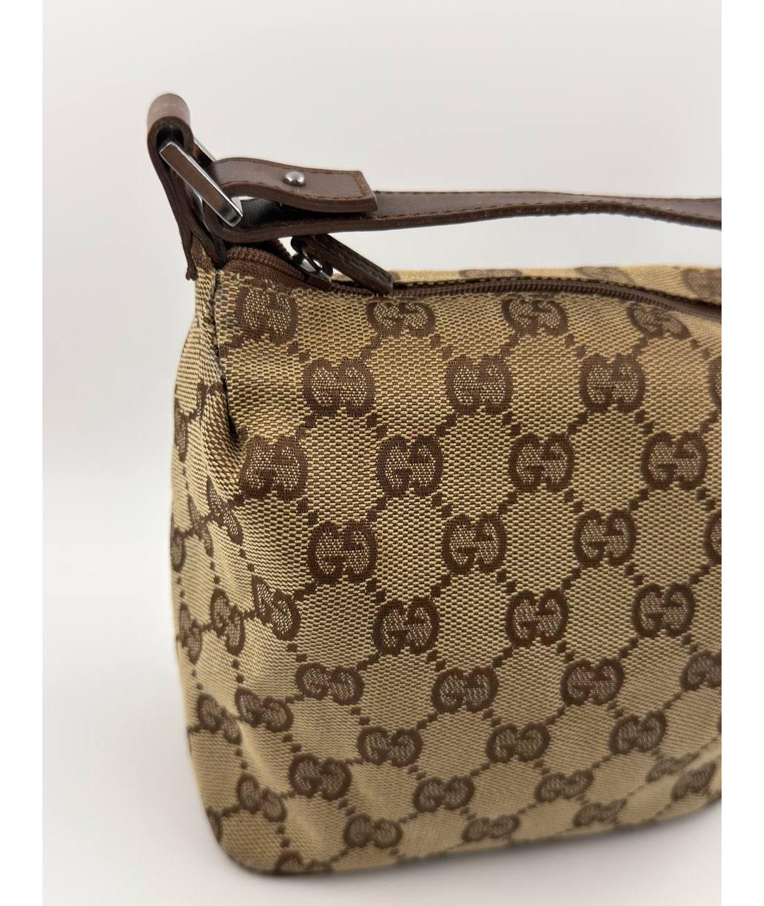 GUCCI Бежевая тканевая сумка с короткими ручками, фото 4