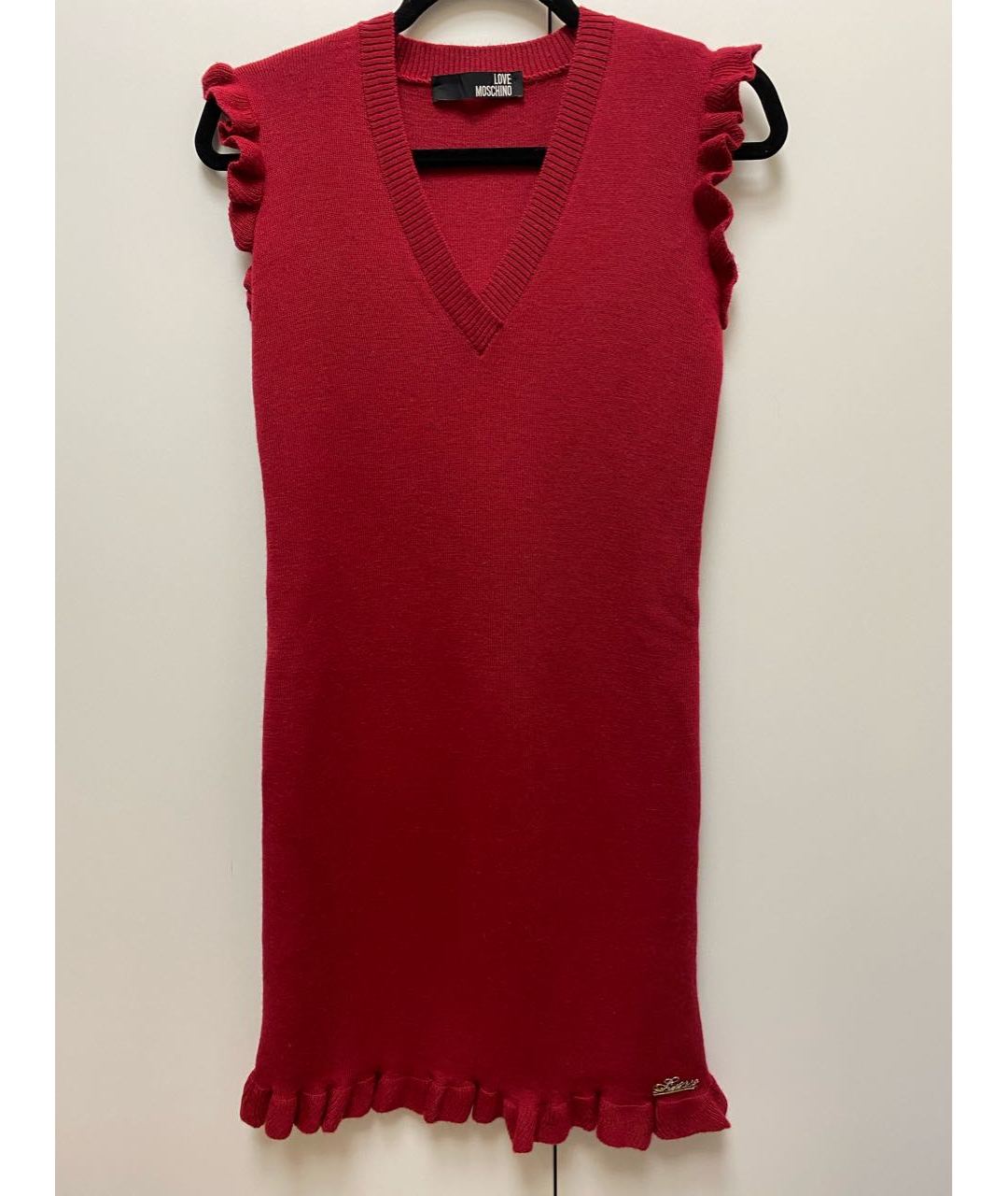 LOVE MOSCHINO Красное шерстяное платье, фото 6