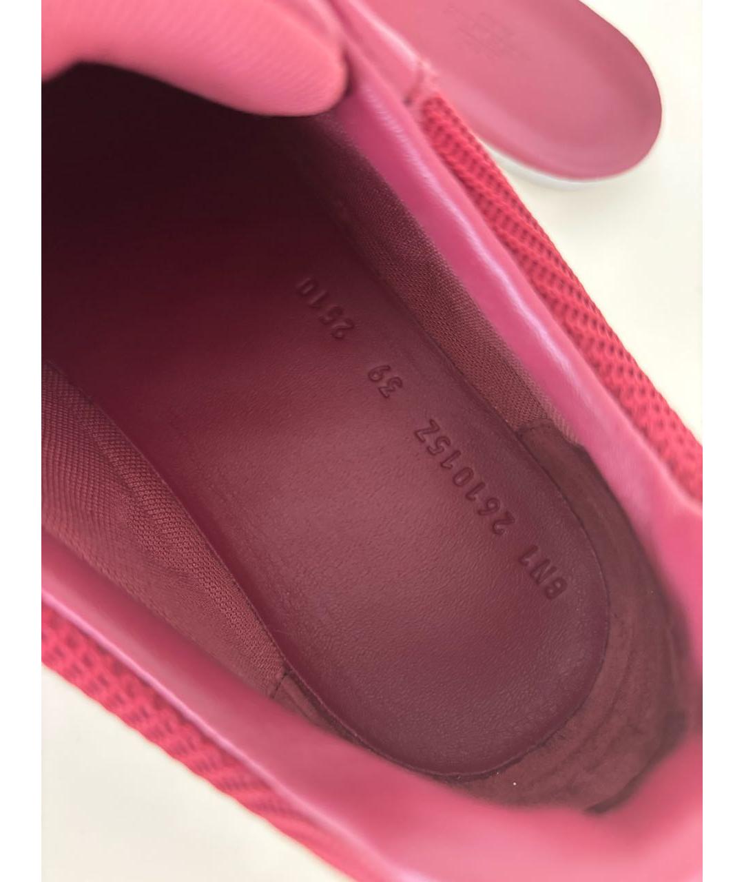 HERMES Бордовые кожаные кроссовки, фото 6