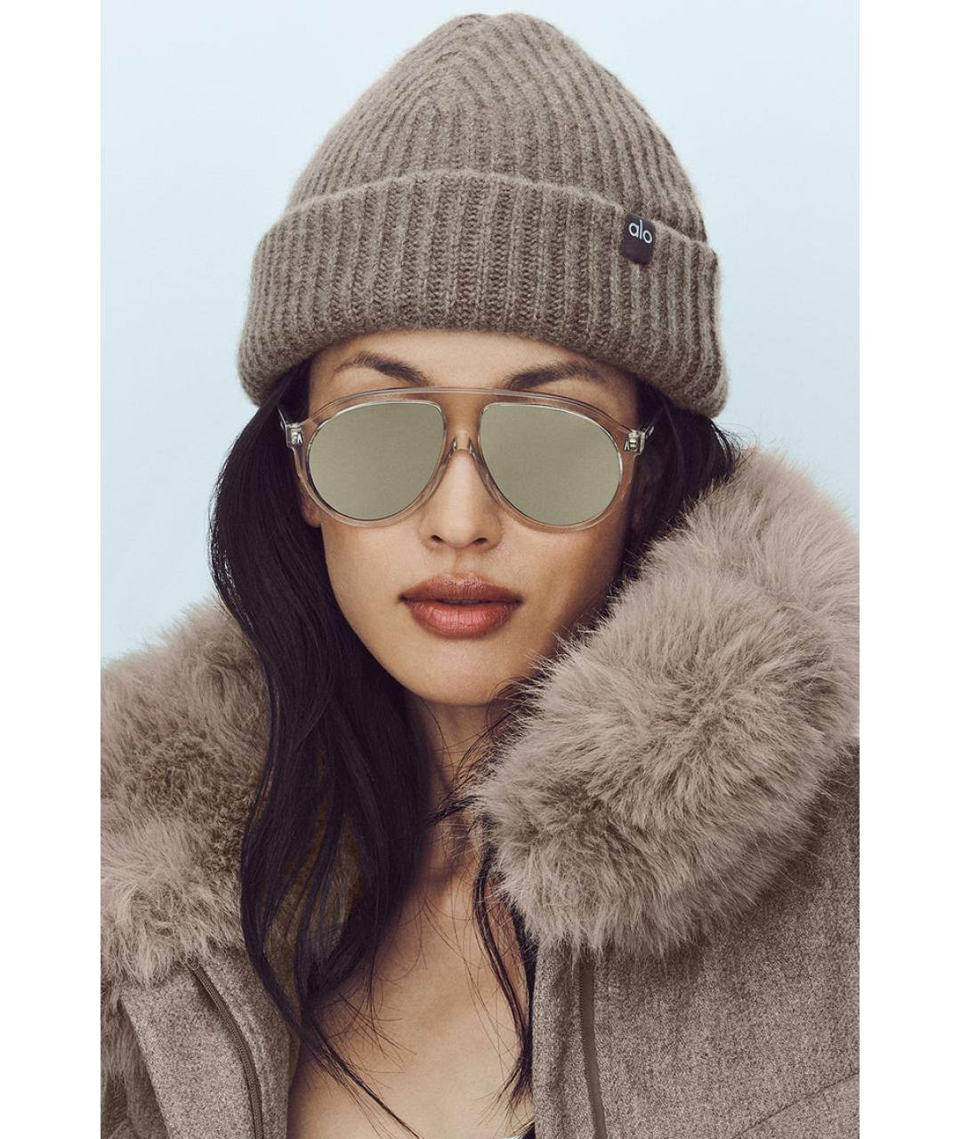 ALO YOGA Коричневая кашемировая шапка, фото 2