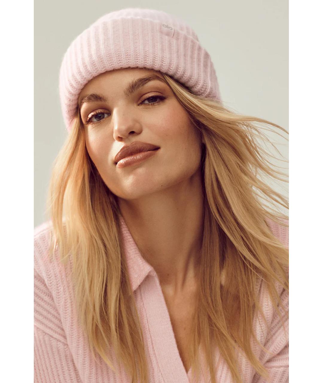 ALO YOGA Розовая кашемировая шапка, фото 2