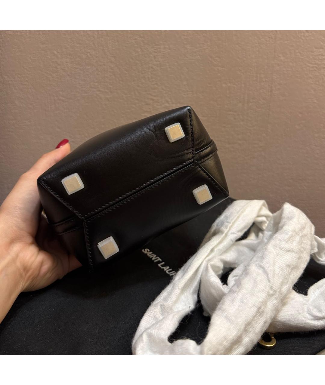 SAINT LAURENT Черная кожаная сумка через плечо, фото 6
