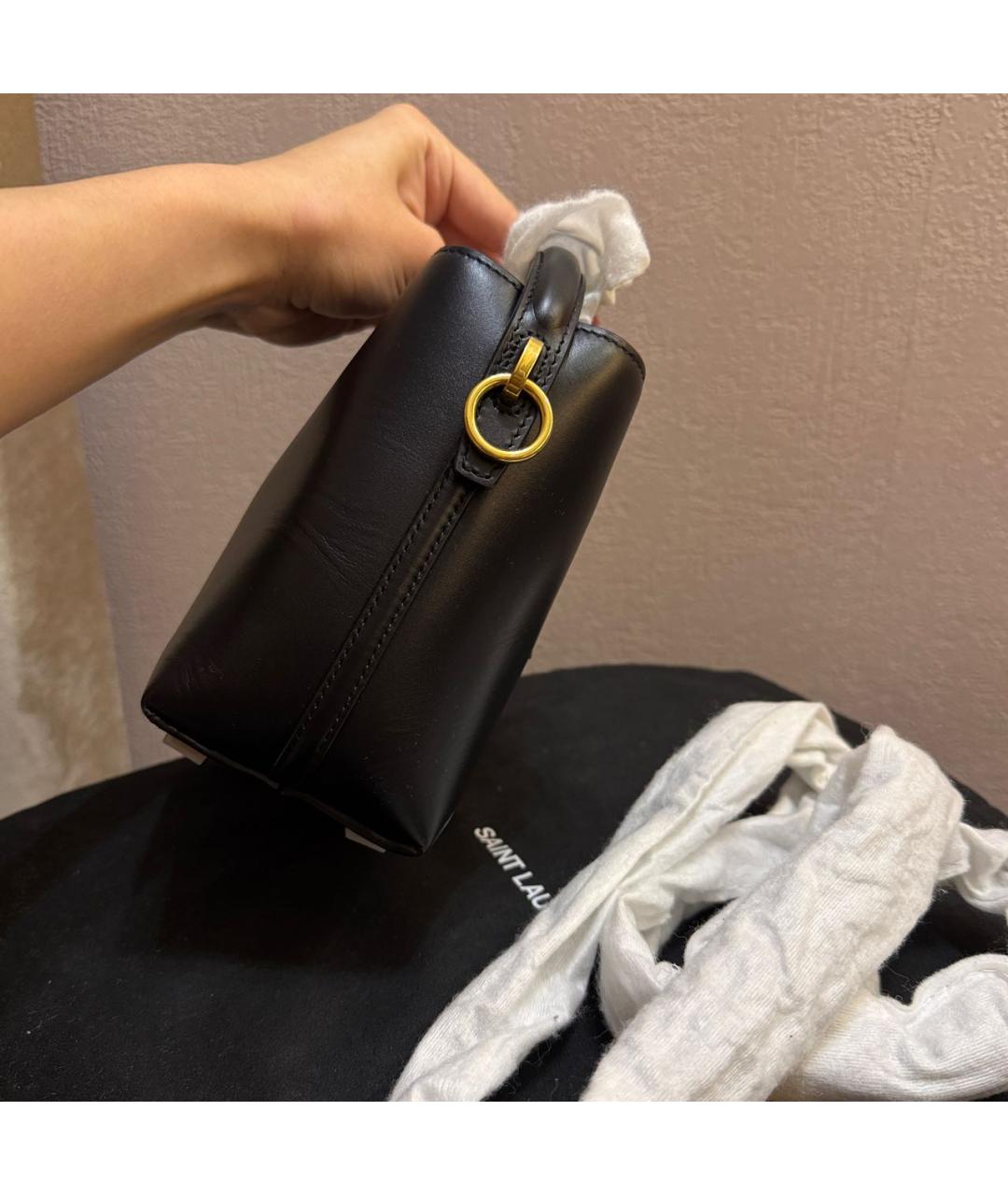 SAINT LAURENT Черная кожаная сумка через плечо, фото 5