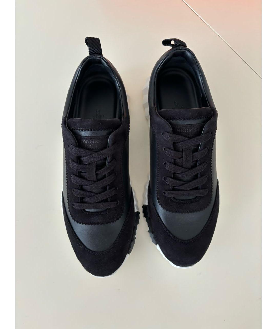 HERMES Черные кожаные кроссовки, фото 2