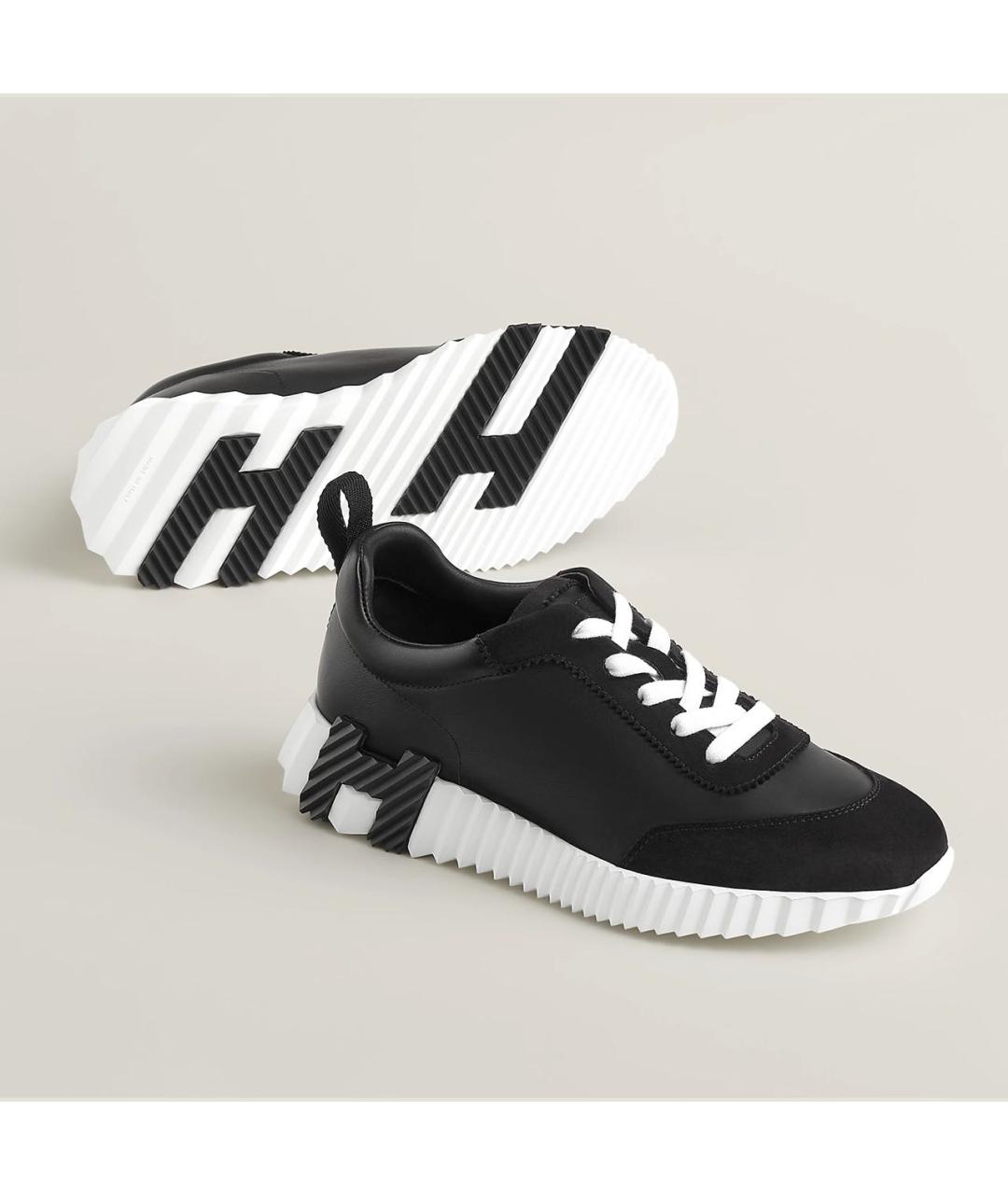 HERMES Черные кожаные кроссовки, фото 9