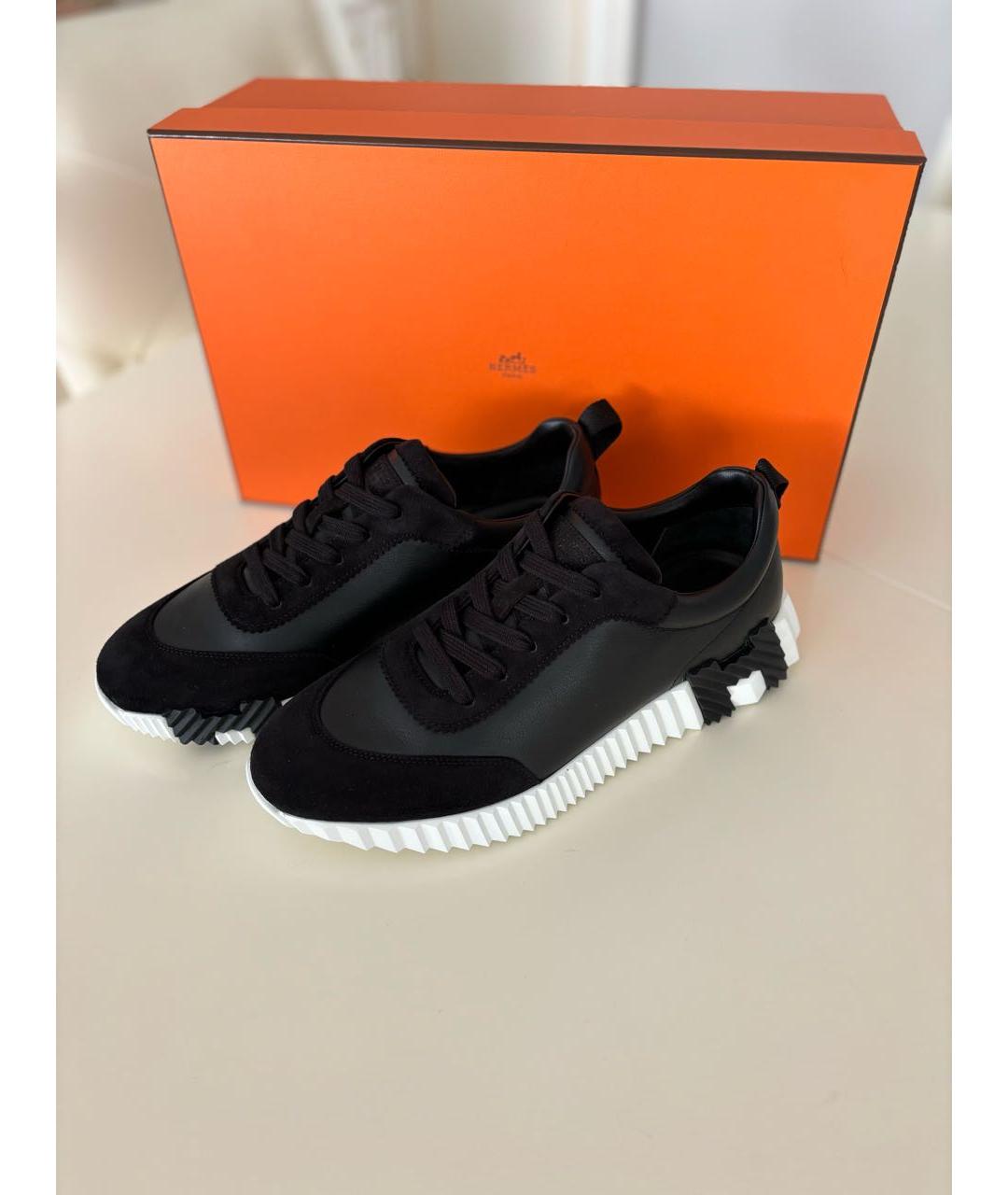 HERMES Черные кожаные кроссовки, фото 8
