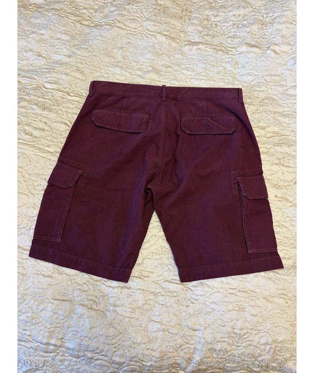 BRUNELLO CUCINELLI Бордовые хлопковые шорты, фото 2