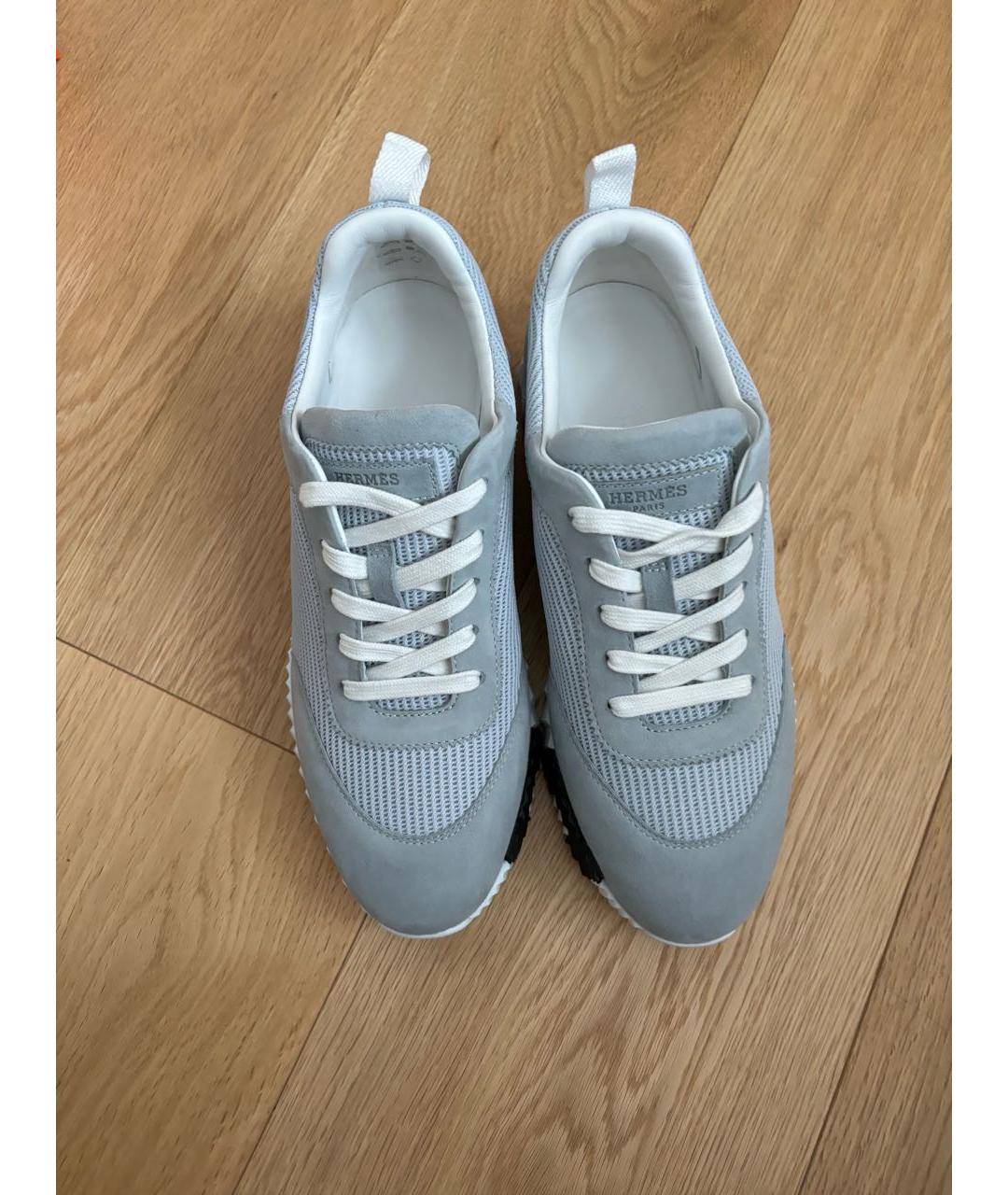 HERMES Серые кожаные кроссовки, фото 2