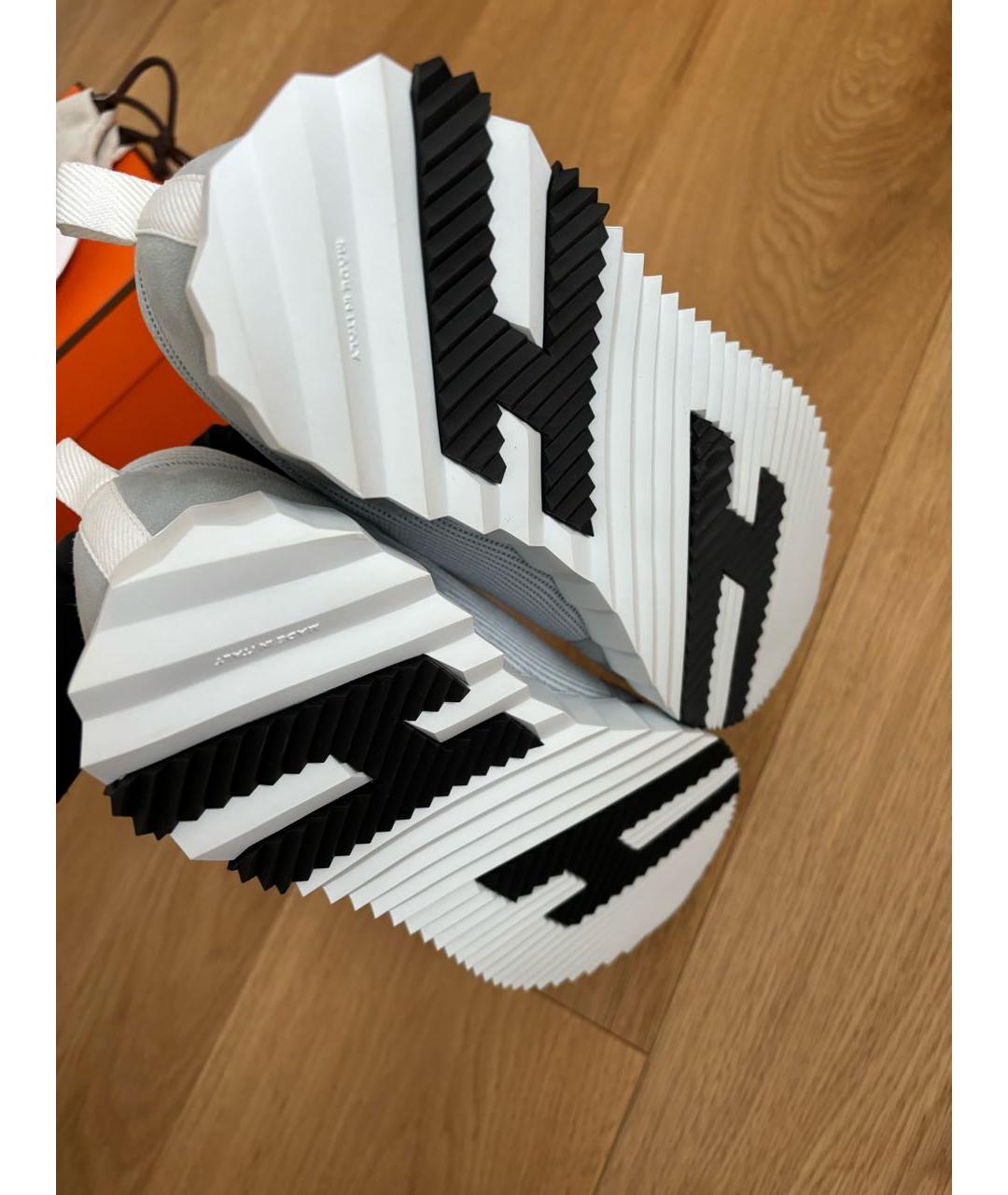 HERMES Серые кожаные кроссовки, фото 5