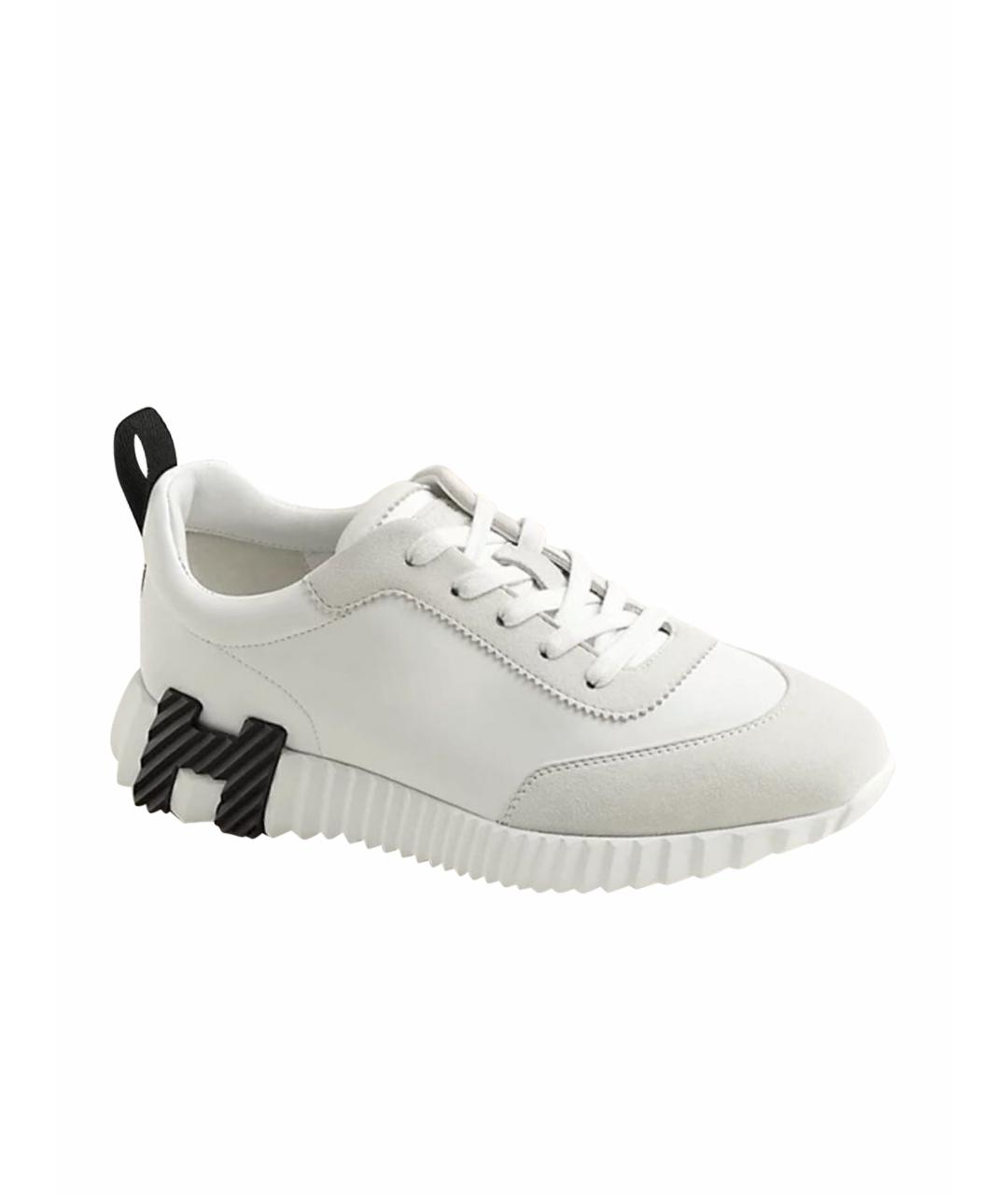 HERMES Белые кожаные кроссовки, фото 1