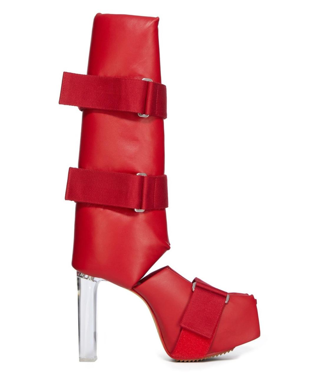 RICK OWENS Красные кожаные сапоги, фото 5