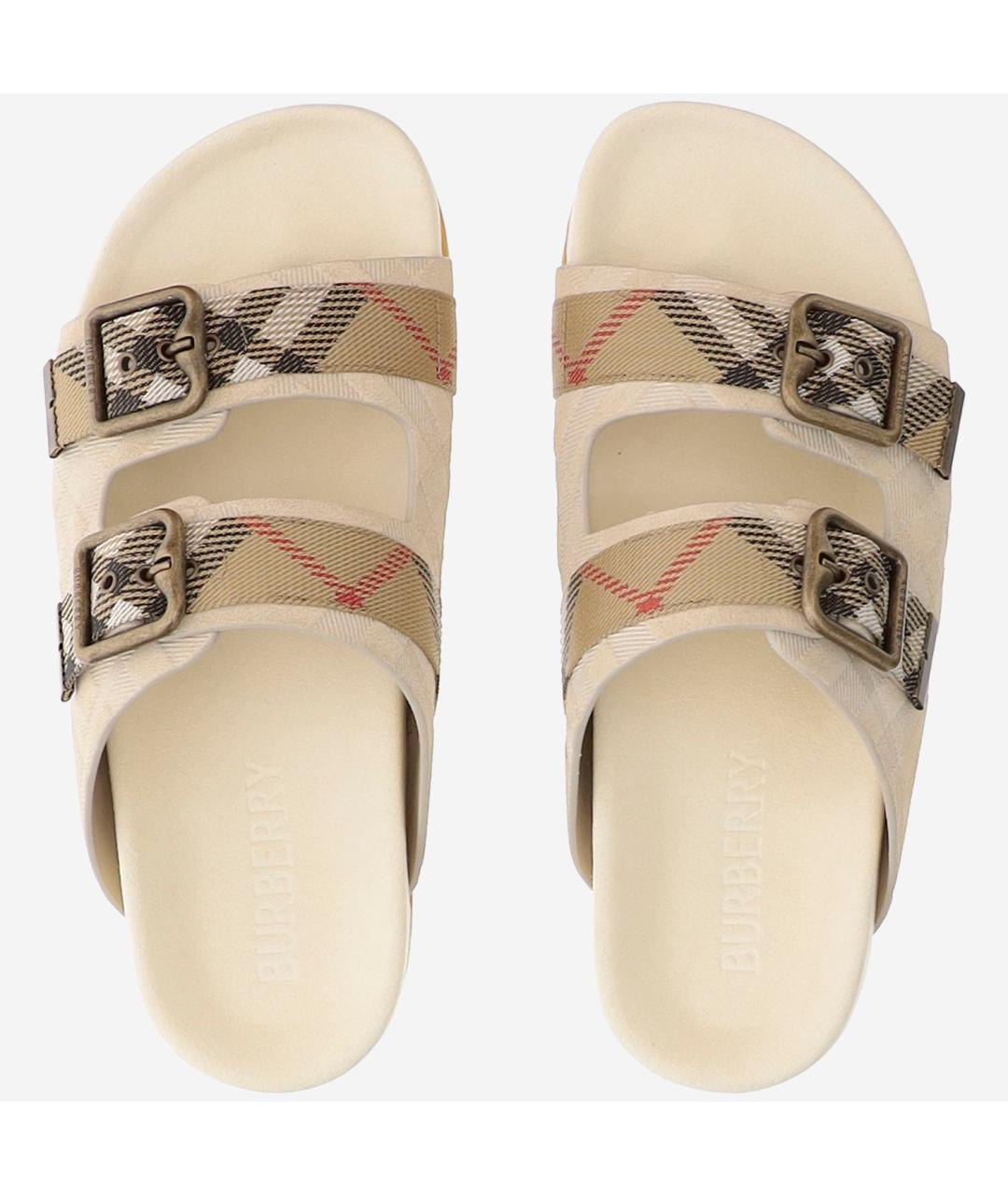 BURBERRY Бежевые текстильные сандалии, фото 2