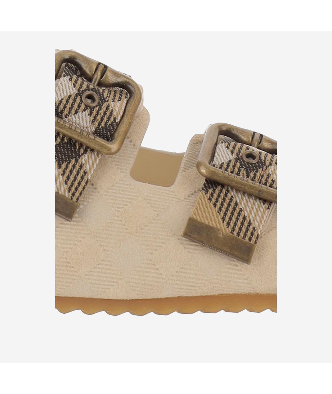 BURBERRY Бежевые текстильные сандалии, фото 5