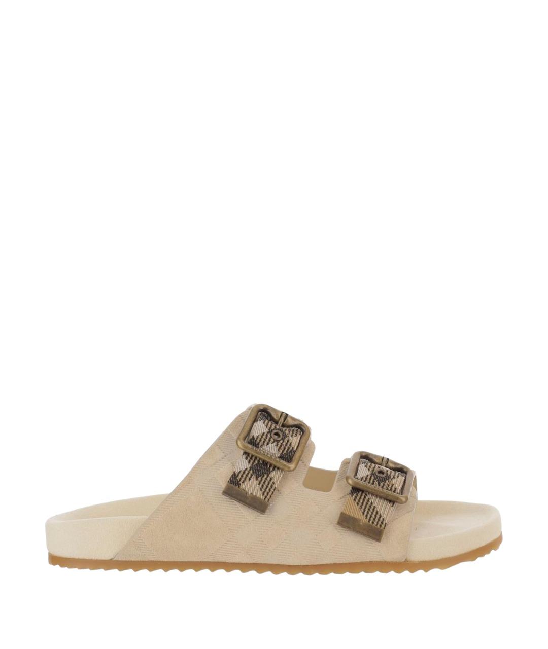 BURBERRY Бежевые текстильные сандалии, фото 1