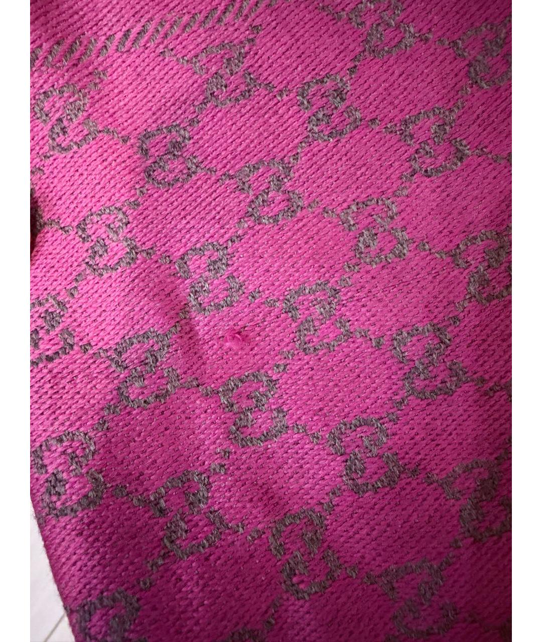 GUCCI Фиолетовый шелковый шарф, фото 6