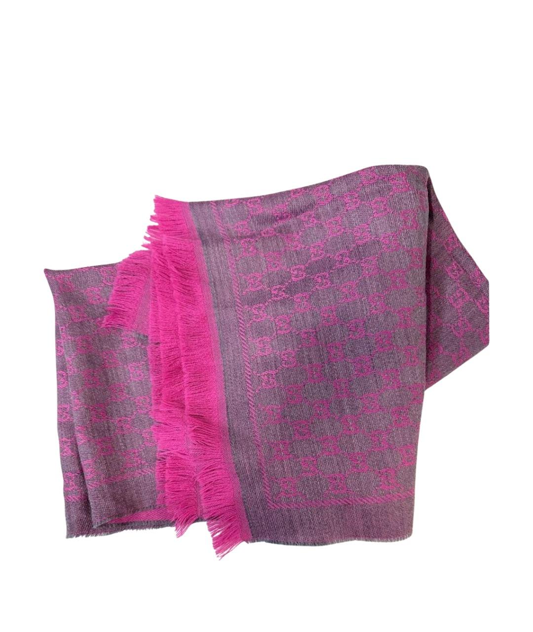 GUCCI Фиолетовый шелковый шарф, фото 1