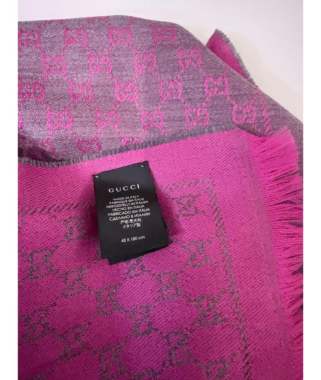 GUCCI Фиолетовый шелковый шарф, фото 4