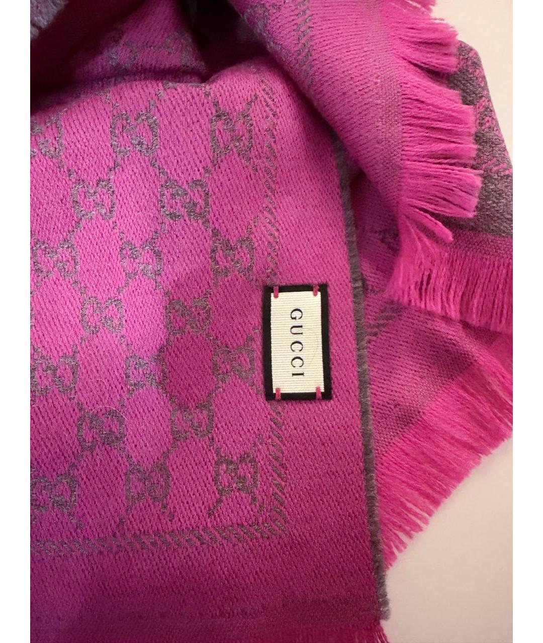 GUCCI Фиолетовый шелковый шарф, фото 2