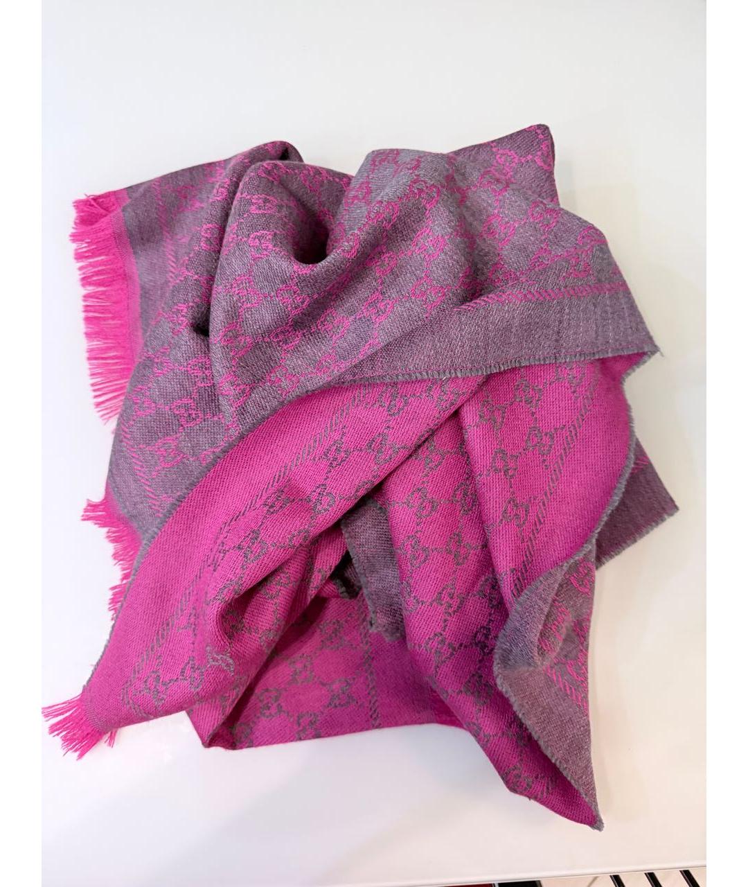 GUCCI Фиолетовый шелковый шарф, фото 3