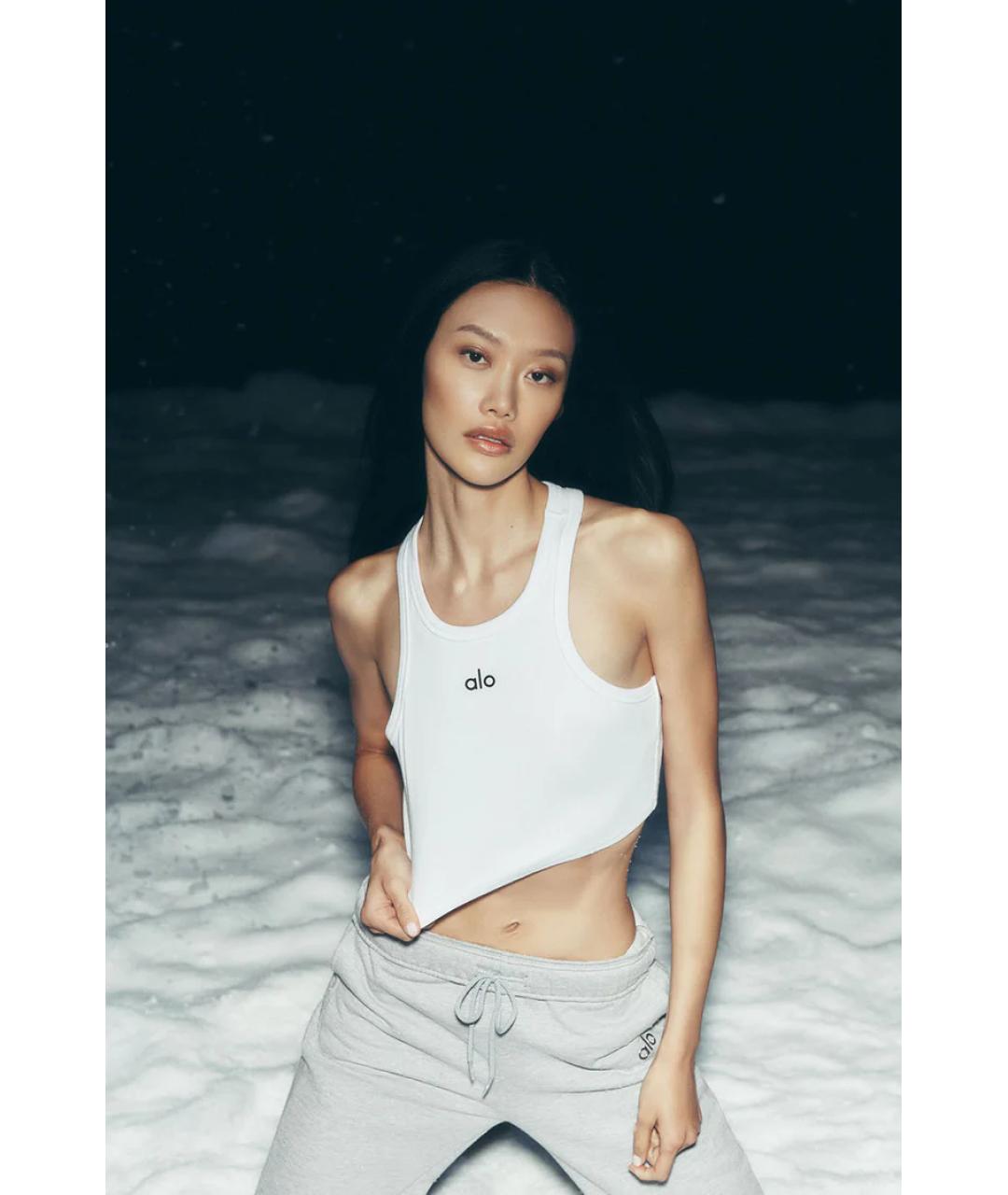 ALO YOGA Белая хлопковая майка, фото 7