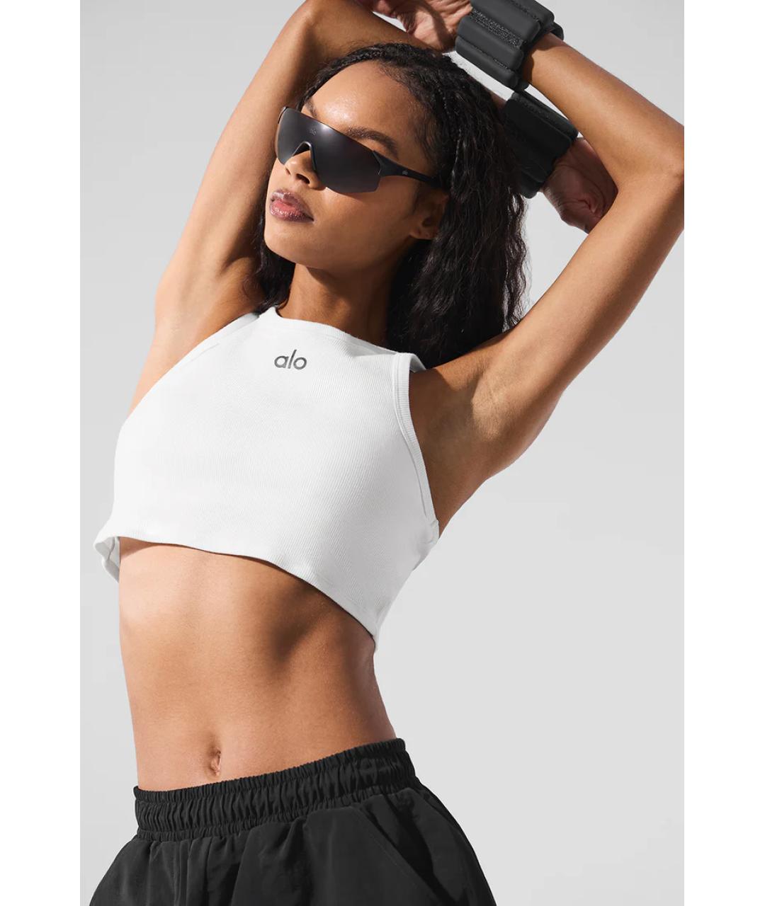 ALO YOGA Белая хлопковая майка, фото 4