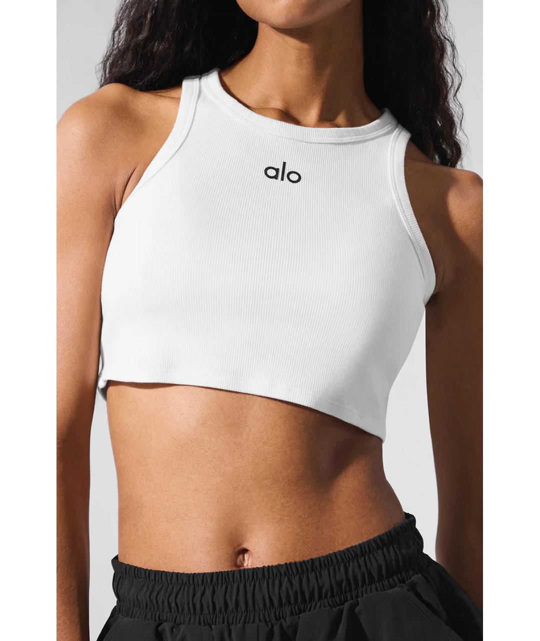 ALO YOGA Белая хлопковая майка, фото 5