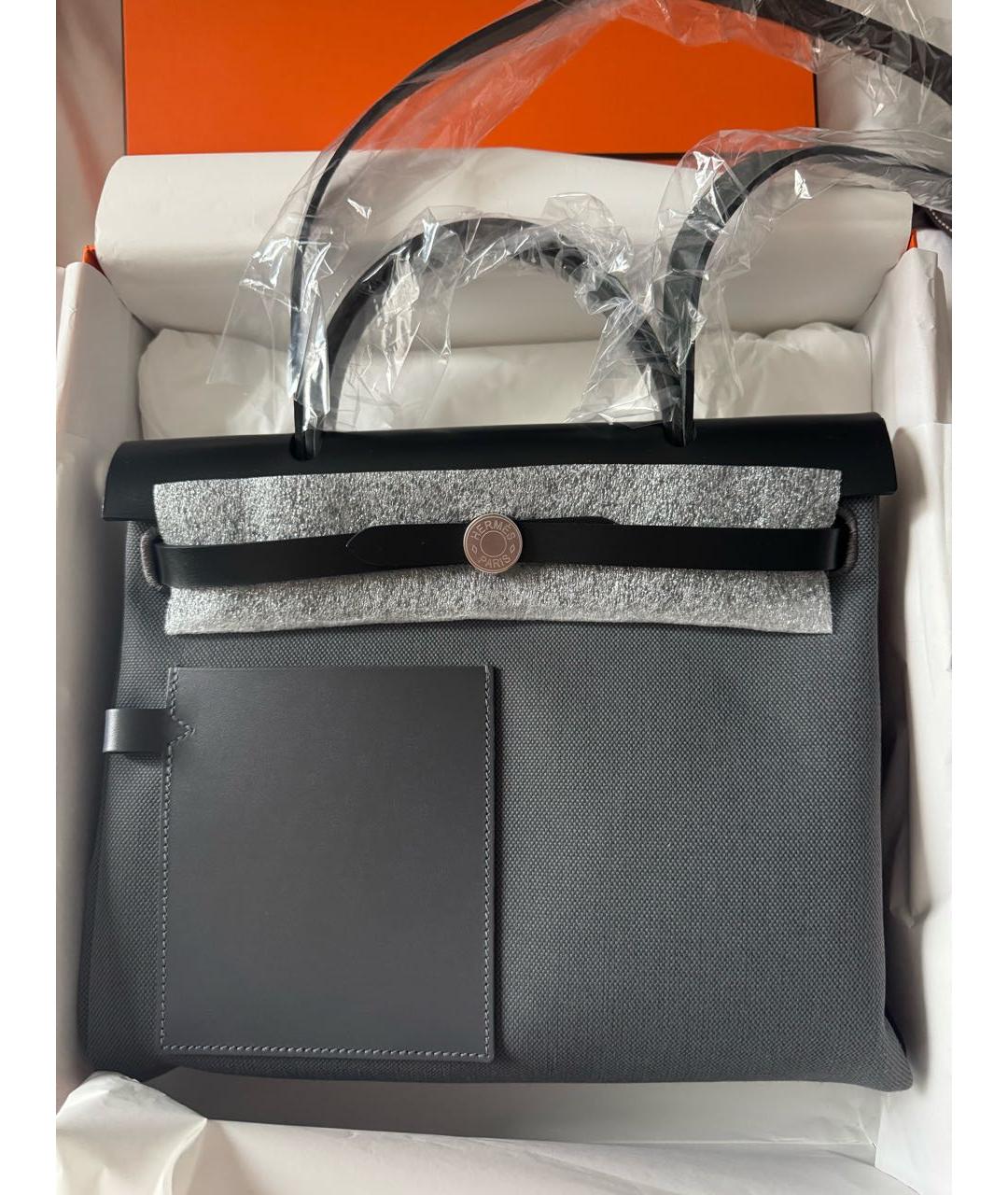 HERMES Серая тканевая сумка через плечо, фото 3