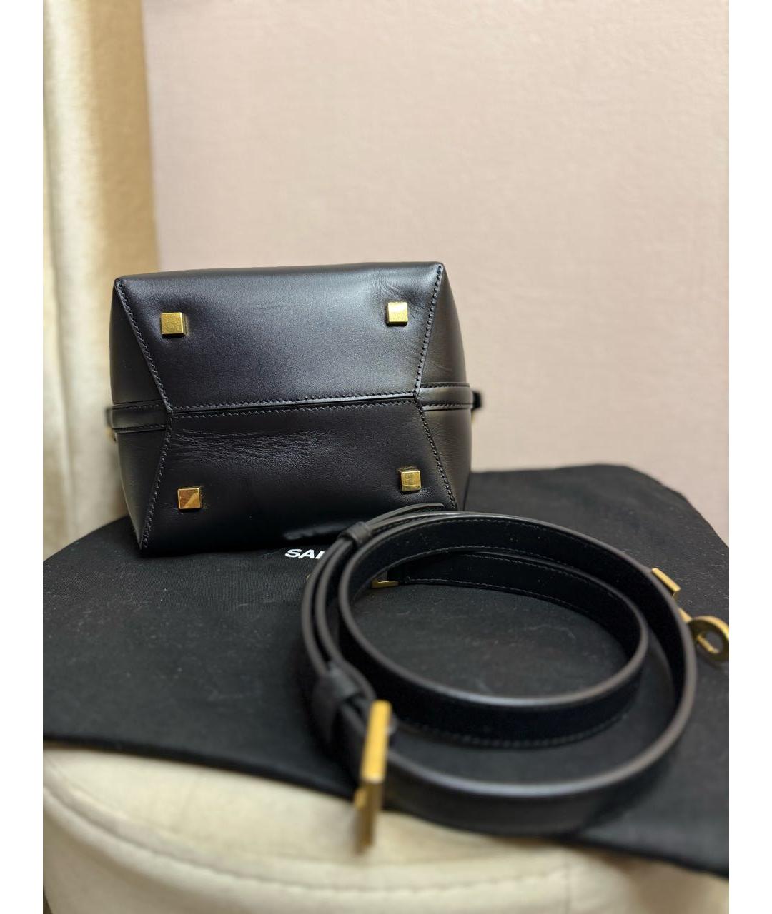 SAINT LAURENT Черная кожаная сумка с короткими ручками, фото 6