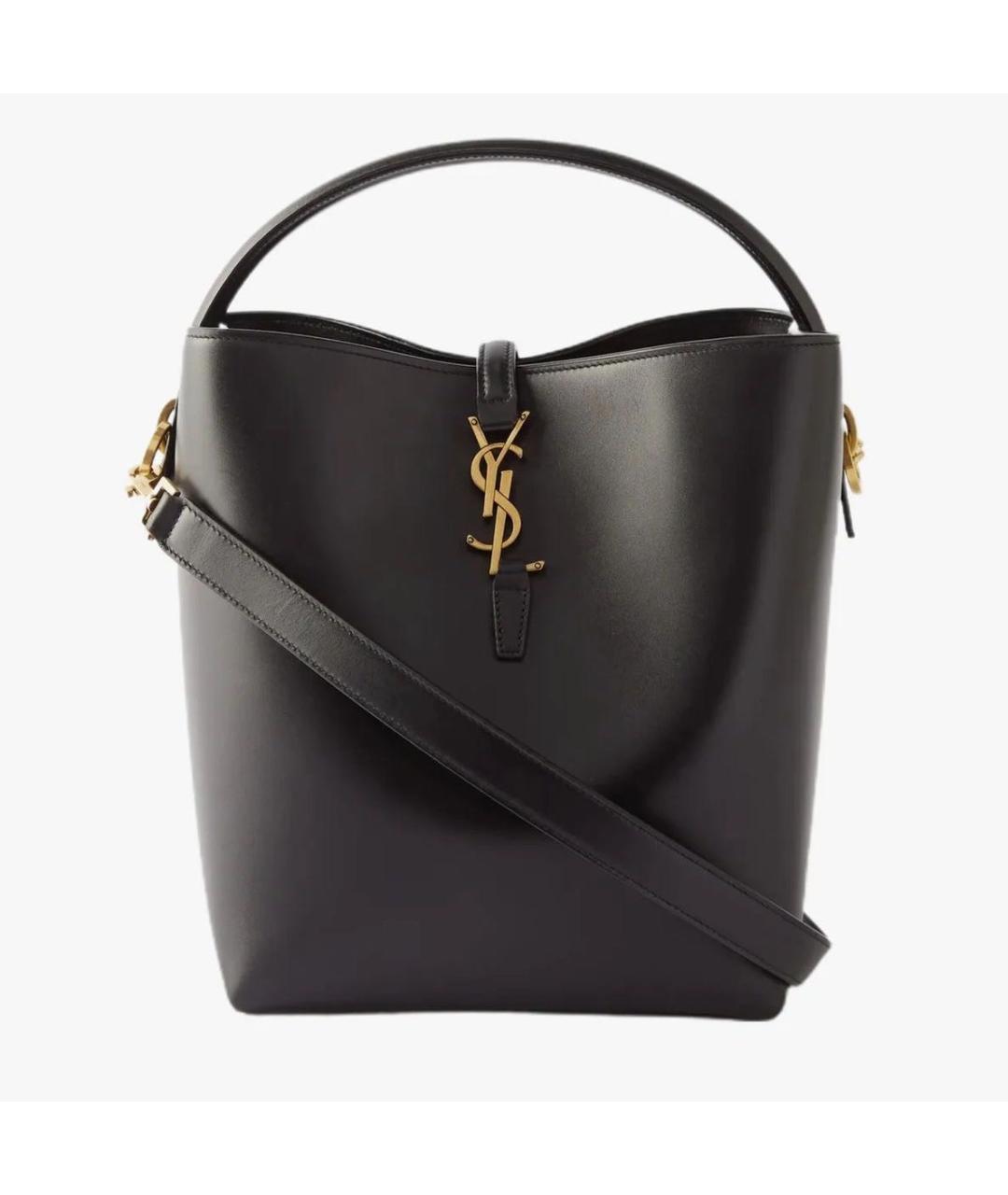 SAINT LAURENT Черная кожаная сумка с короткими ручками, фото 9