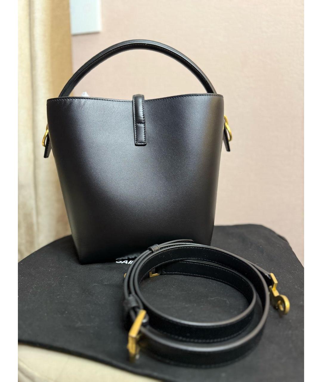 SAINT LAURENT Черная кожаная сумка с короткими ручками, фото 4