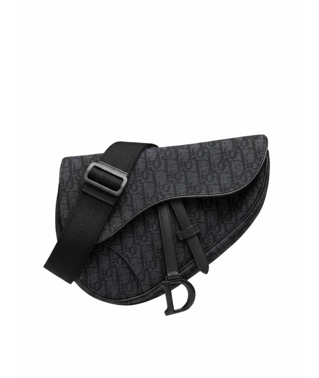 CHRISTIAN DIOR Черная жаккардовая сумка на плечо, фото 1