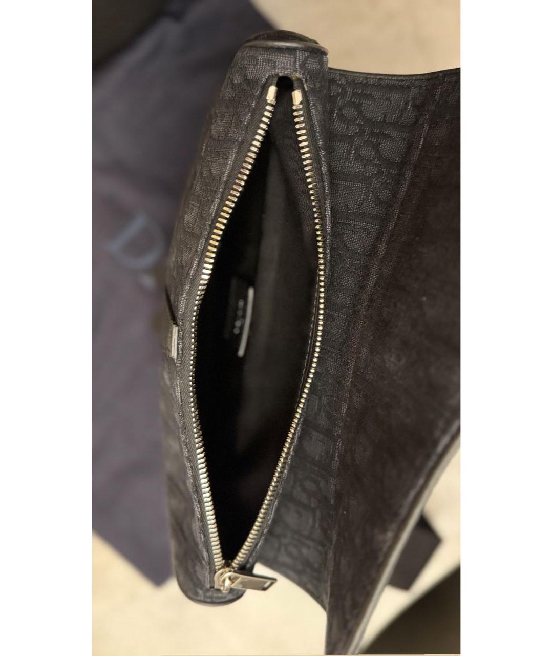 CHRISTIAN DIOR Черная жаккардовая сумка на плечо, фото 7