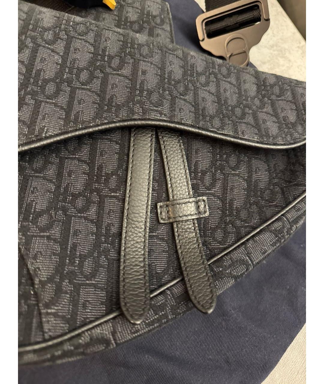 CHRISTIAN DIOR Черная жаккардовая сумка на плечо, фото 8
