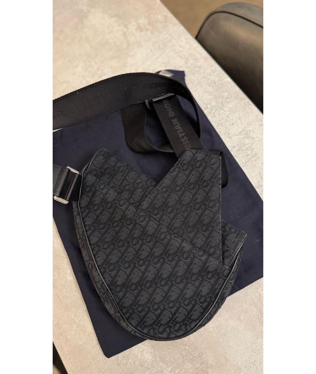 CHRISTIAN DIOR Черная жаккардовая сумка на плечо, фото 3