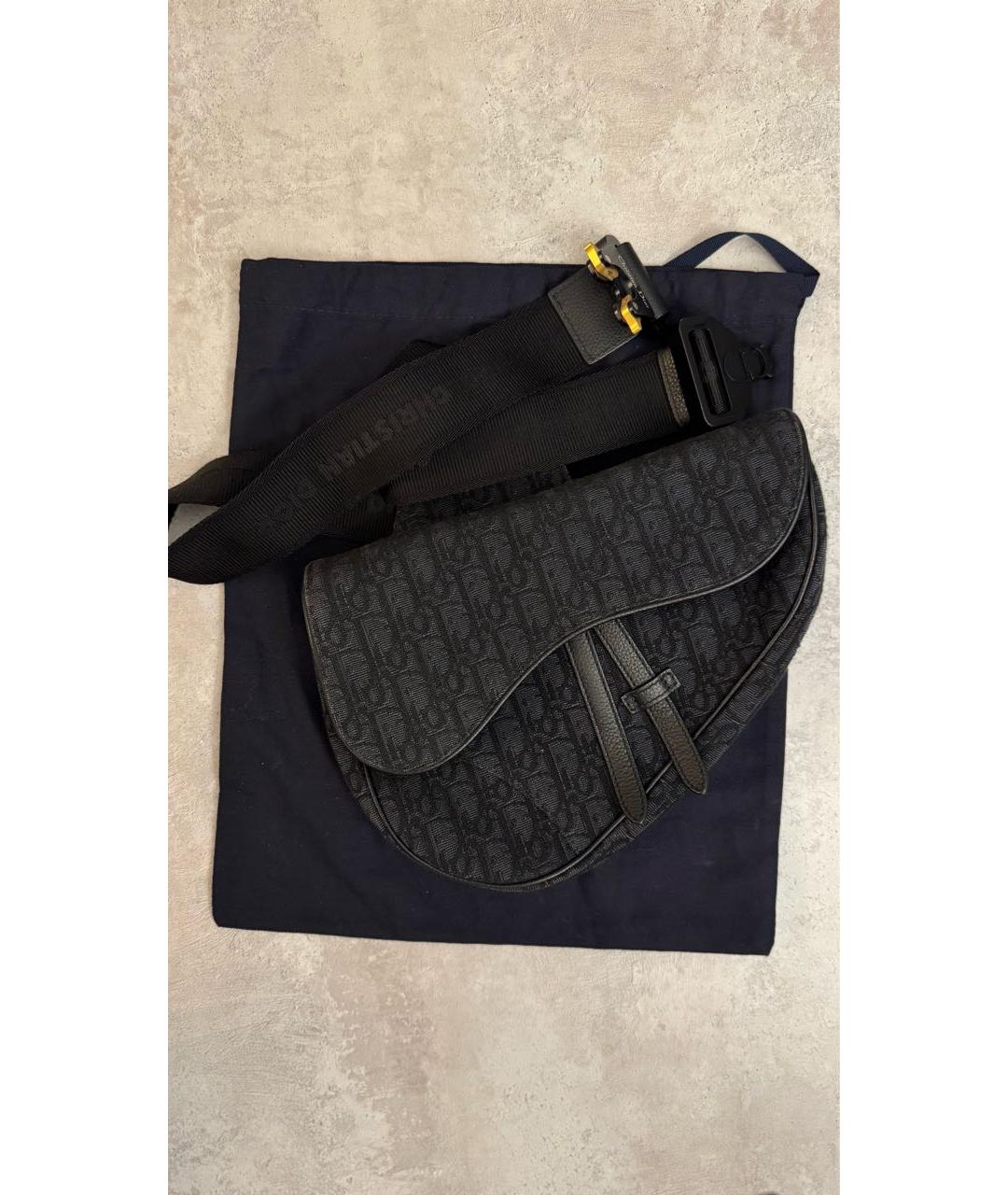 CHRISTIAN DIOR Черная жаккардовая сумка на плечо, фото 9