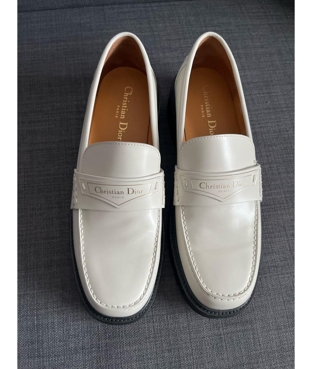 CHRISTIAN DIOR Бежевые кожаные лоферы, фото 3