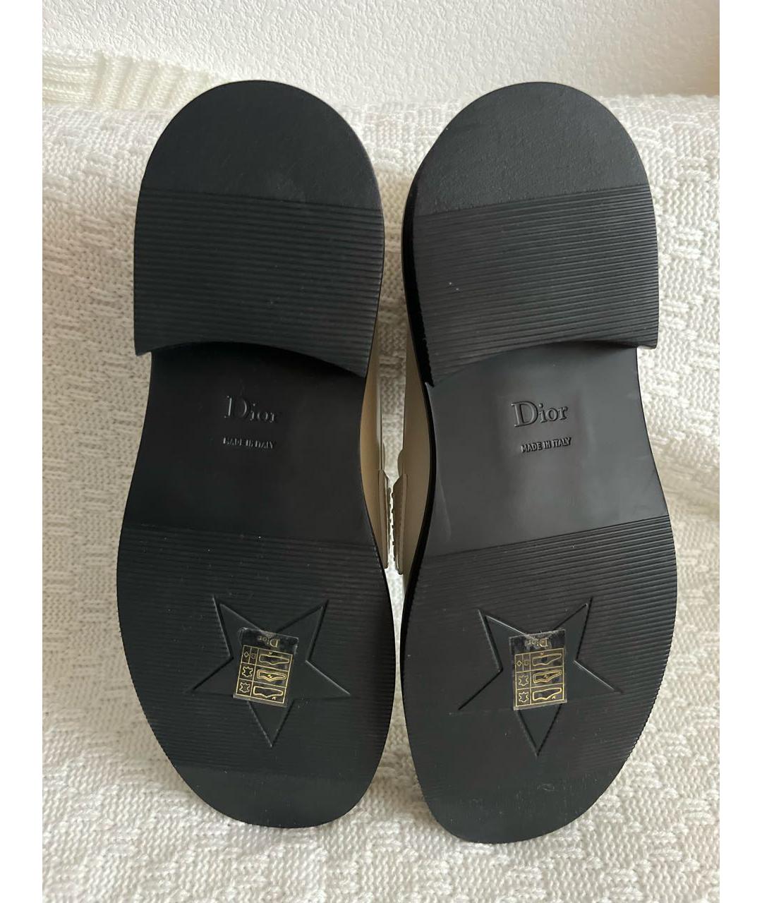 CHRISTIAN DIOR Бежевые кожаные лоферы, фото 5