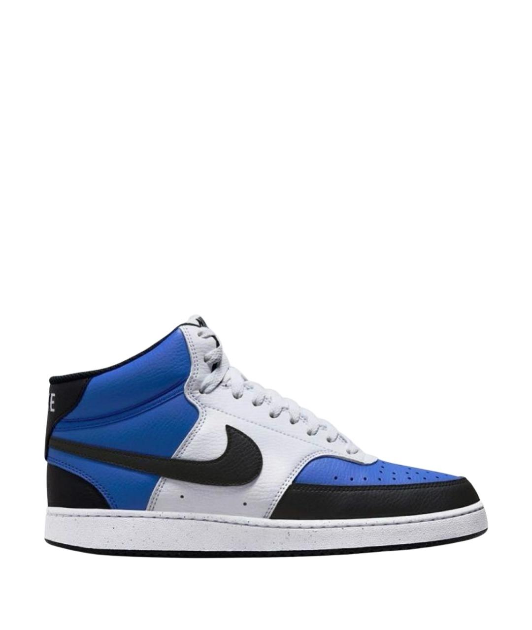 NIKE Синие кожаные высокие кроссовки / кеды, фото 1