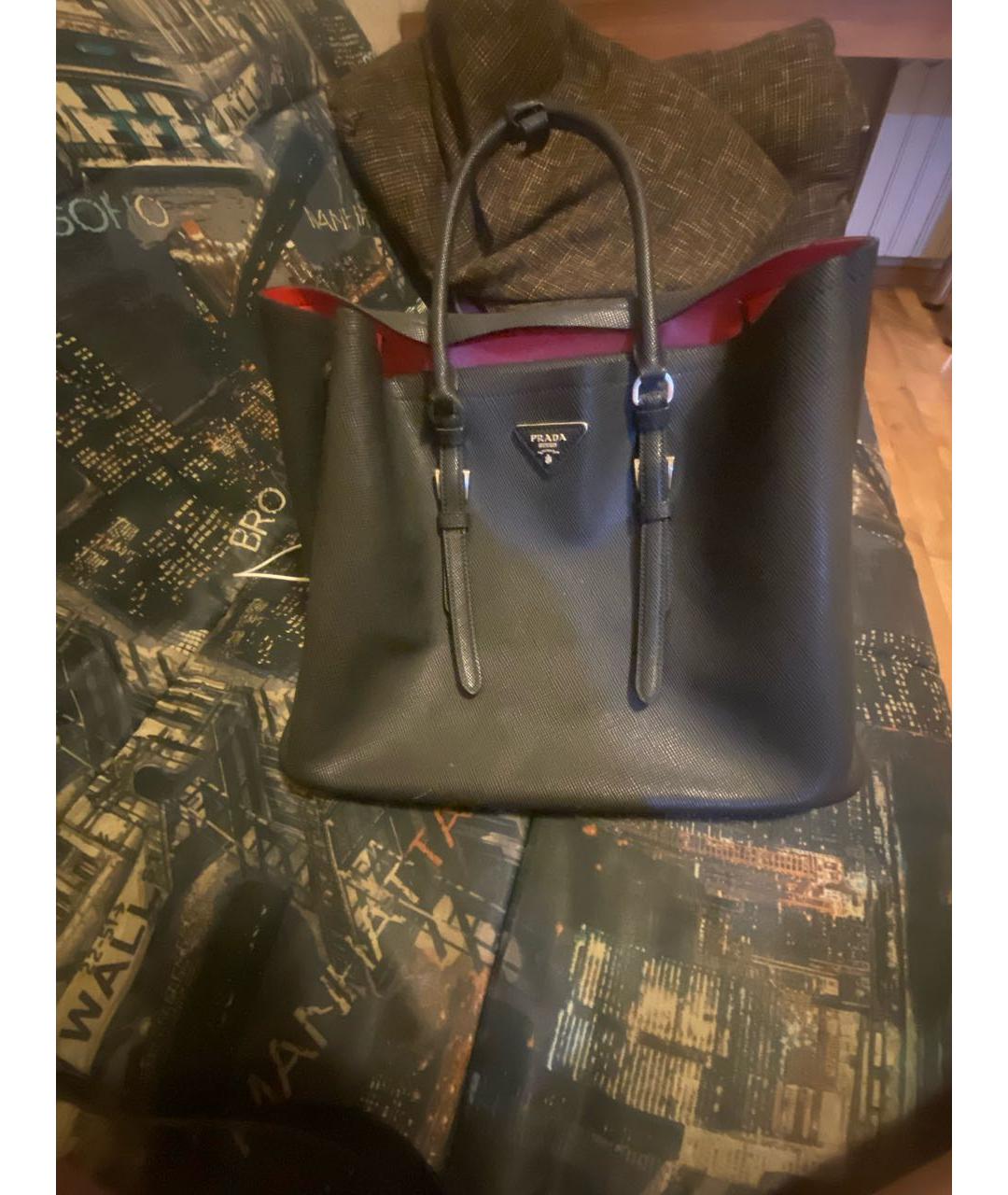 PRADA Черная кожаная сумка тоут, фото 9