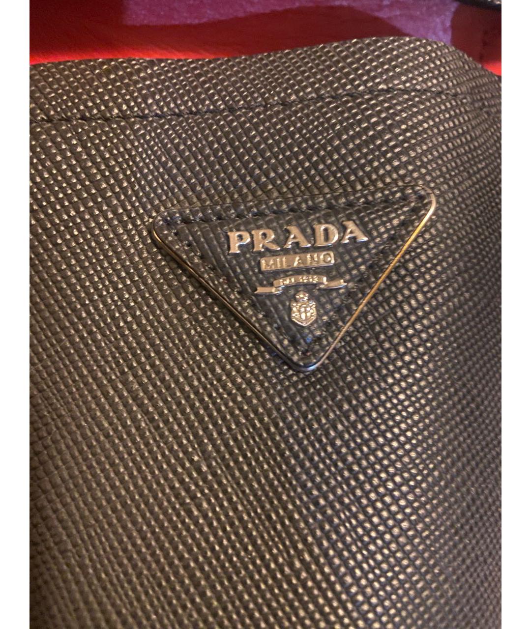 PRADA Черная кожаная сумка тоут, фото 2