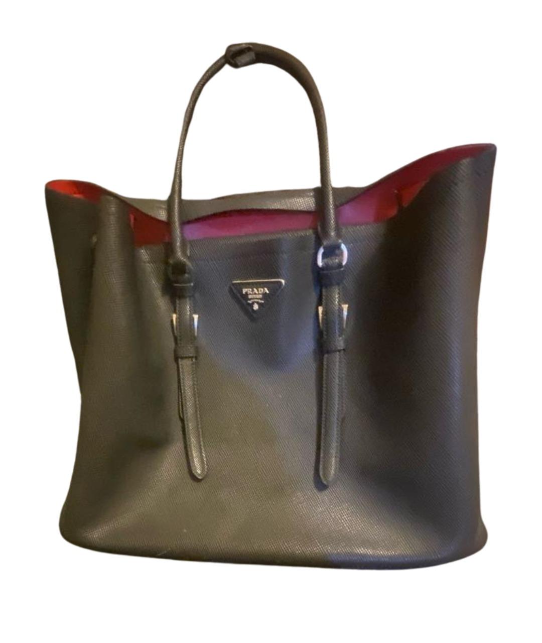 PRADA Черная кожаная сумка тоут, фото 1