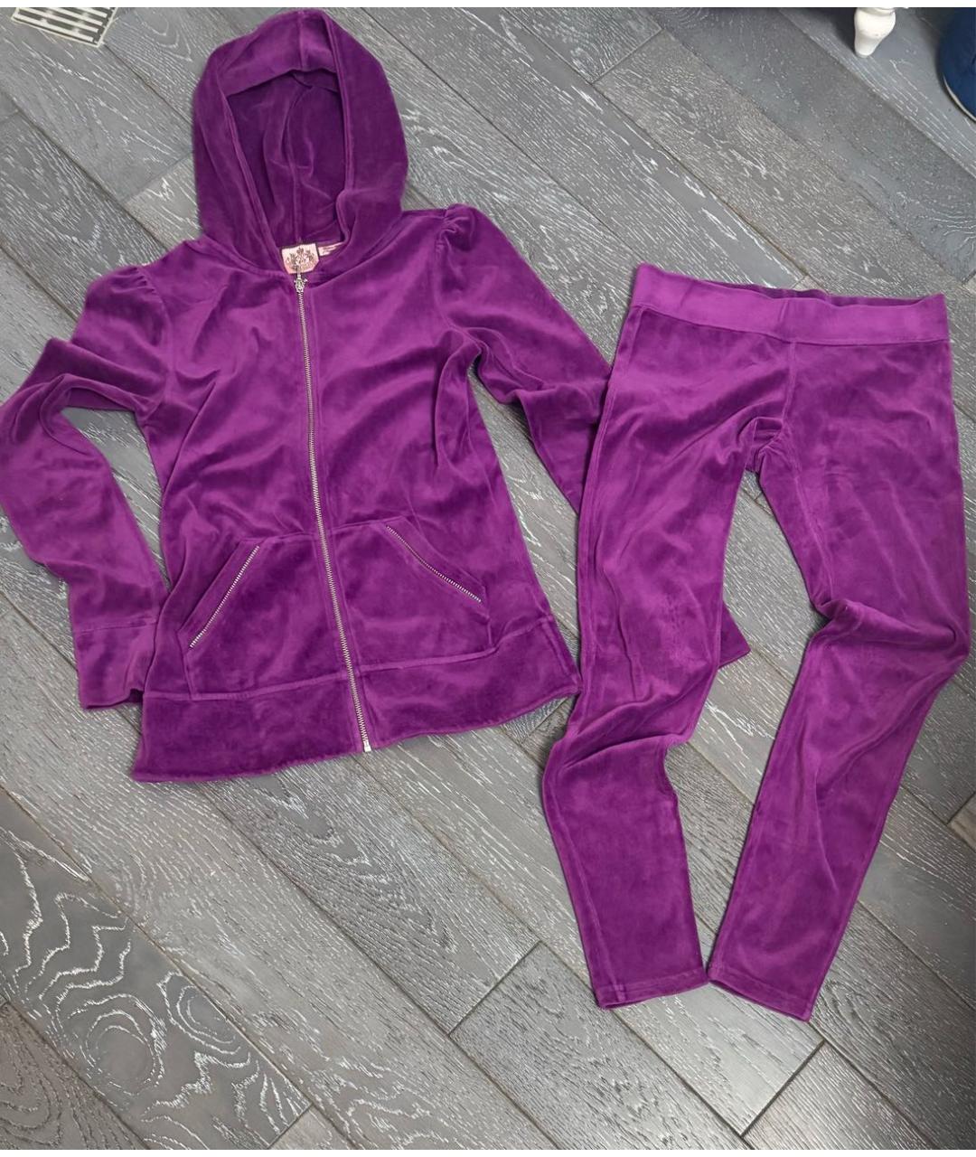 JUICY COUTURE Фиолетовый велюровый спортивные костюмы, фото 5